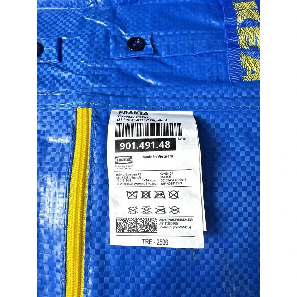 IKEA FRAKTA Blue Storage Bag – 20 Gallon, Reusable with Zipper &‎ Dual Handles